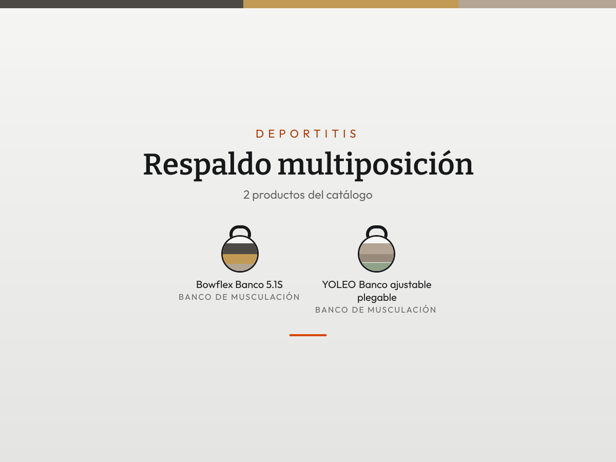Mosaico de Respaldo multiposición: sus productos en fichas de color