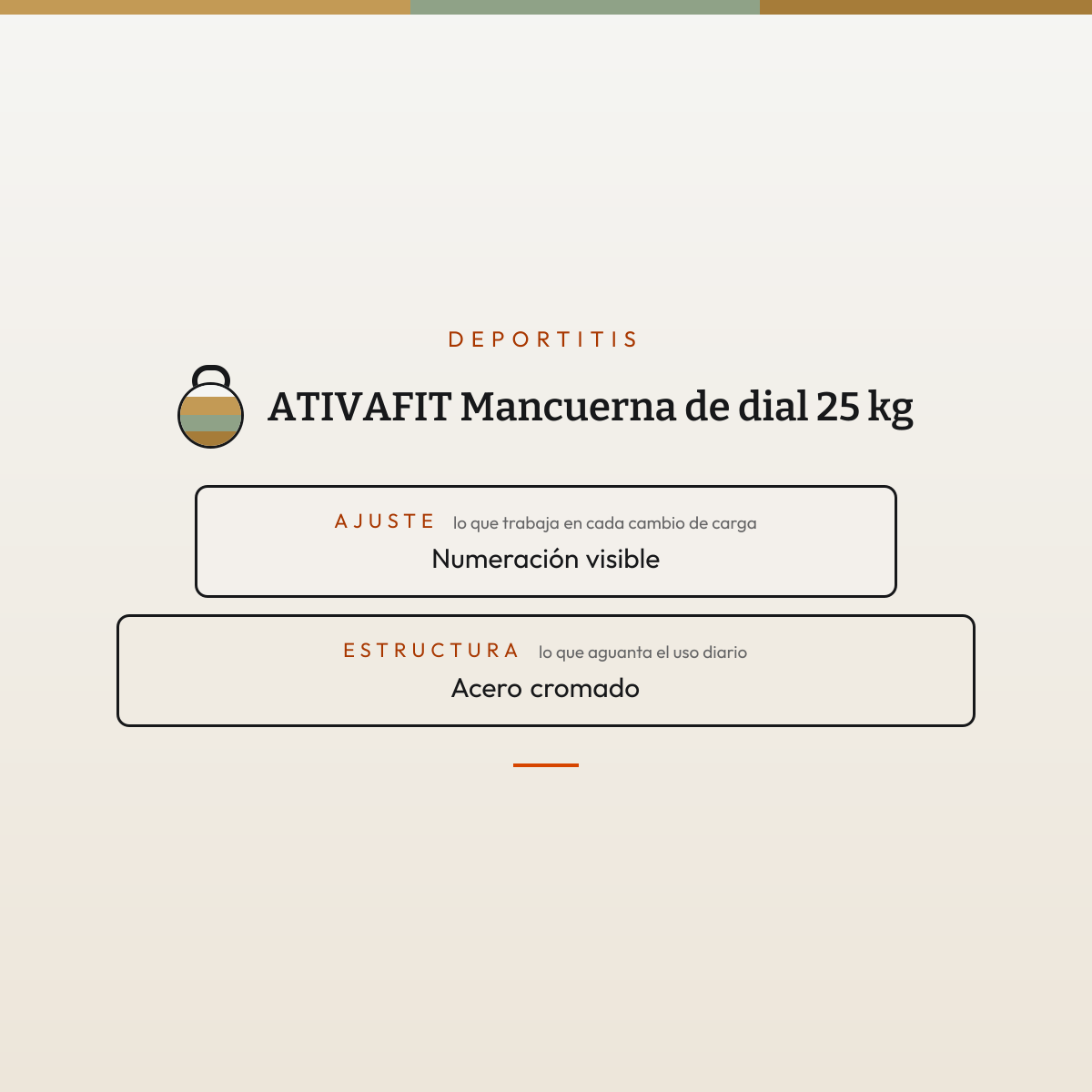 Desglose de componentes de Mancuerna de dial 25 kg — contacto, ajuste y estructura