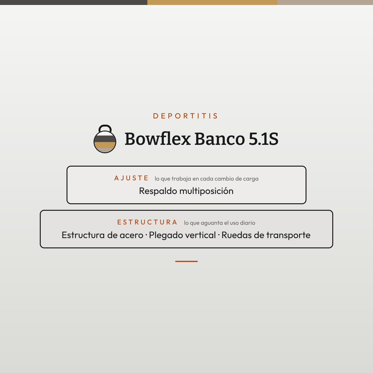 Desglose de componentes de Banco 5.1S — contacto, ajuste y estructura