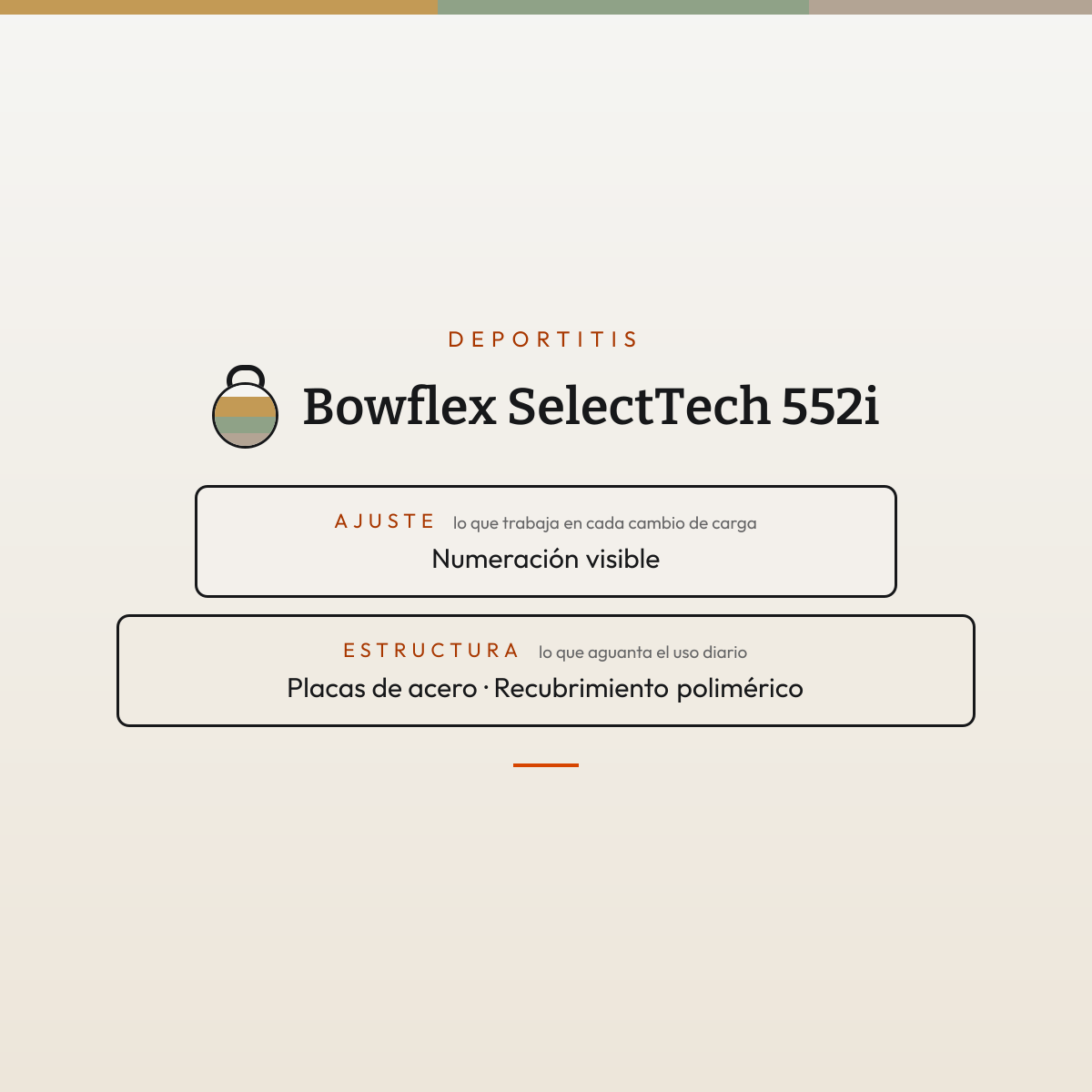 Desglose de componentes de SelectTech 552i — contacto, ajuste y estructura