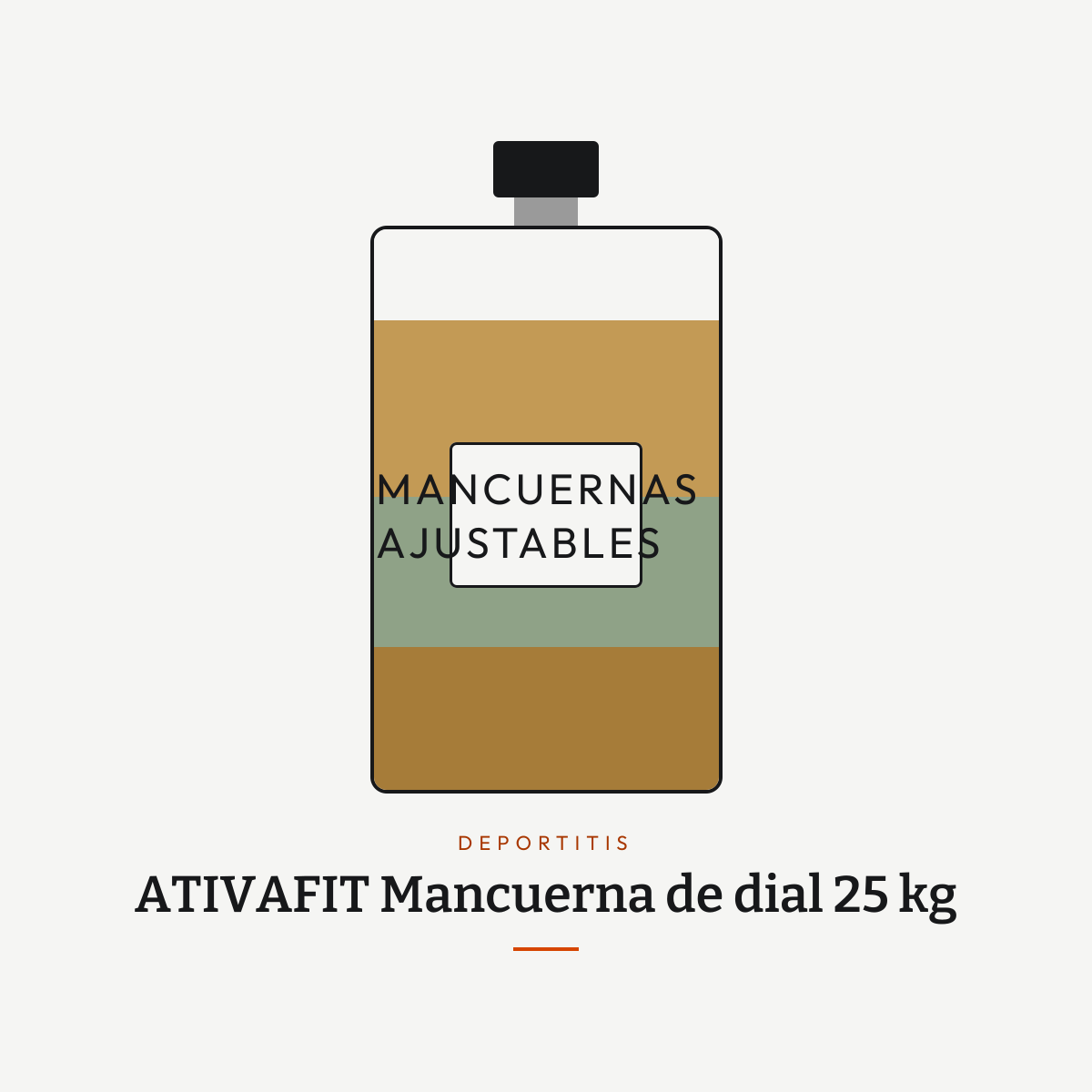 Retrato de uso de Mancuerna de dial 25 kg — franjas de color por sus usos: cambio rápido, progresión, carga pesada