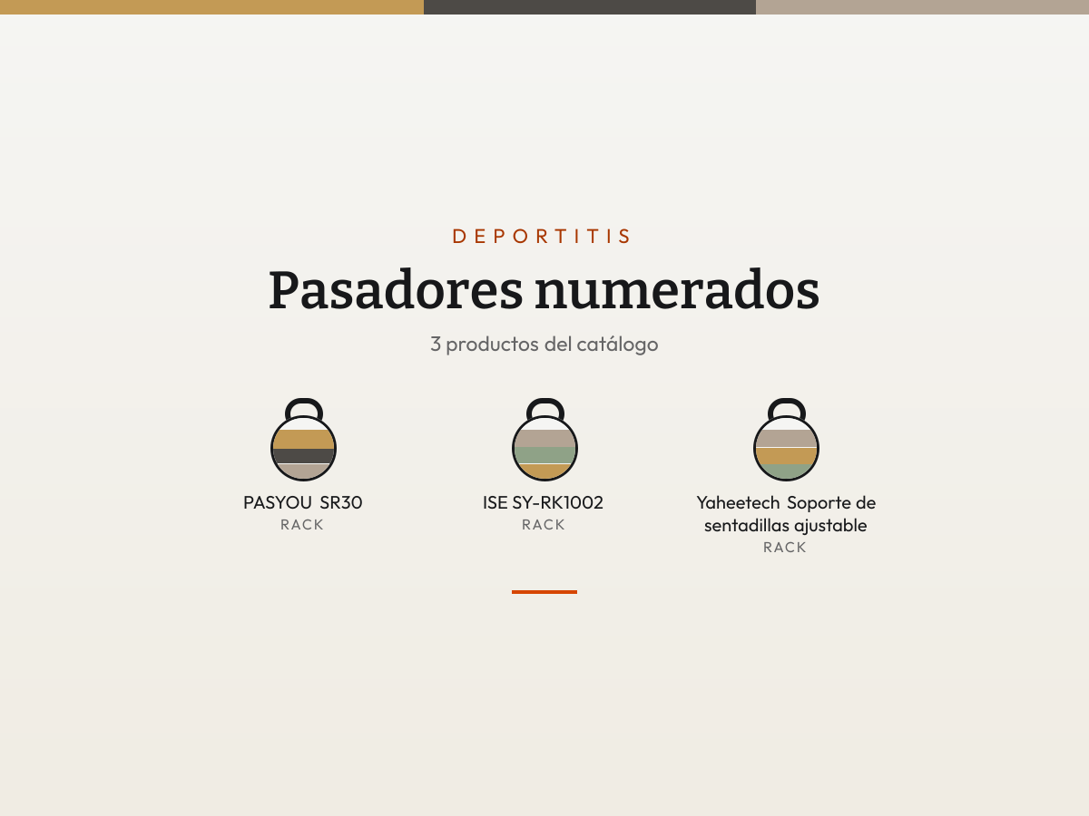Mosaico de Pasadores numerados: sus productos en fichas de color