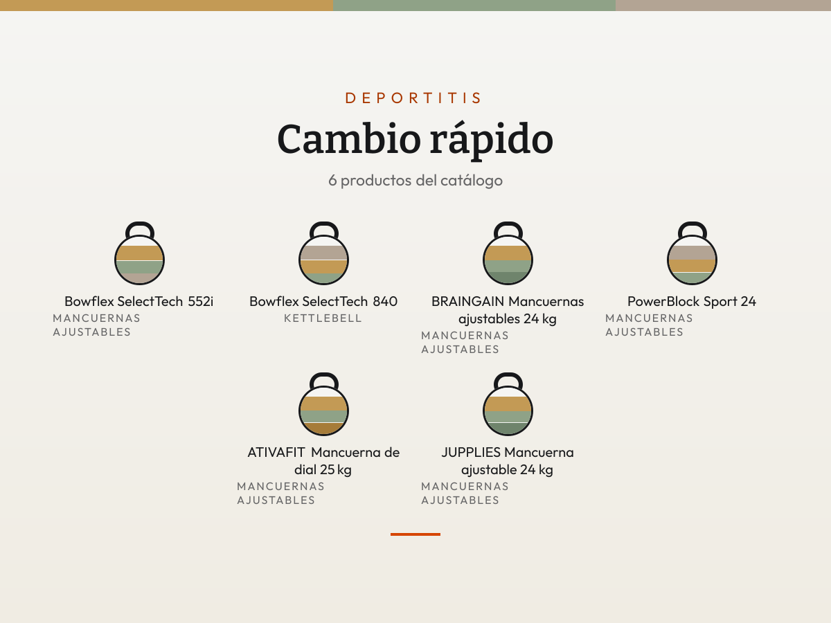 Mosaico de Cambio rápido: sus productos en fichas de color