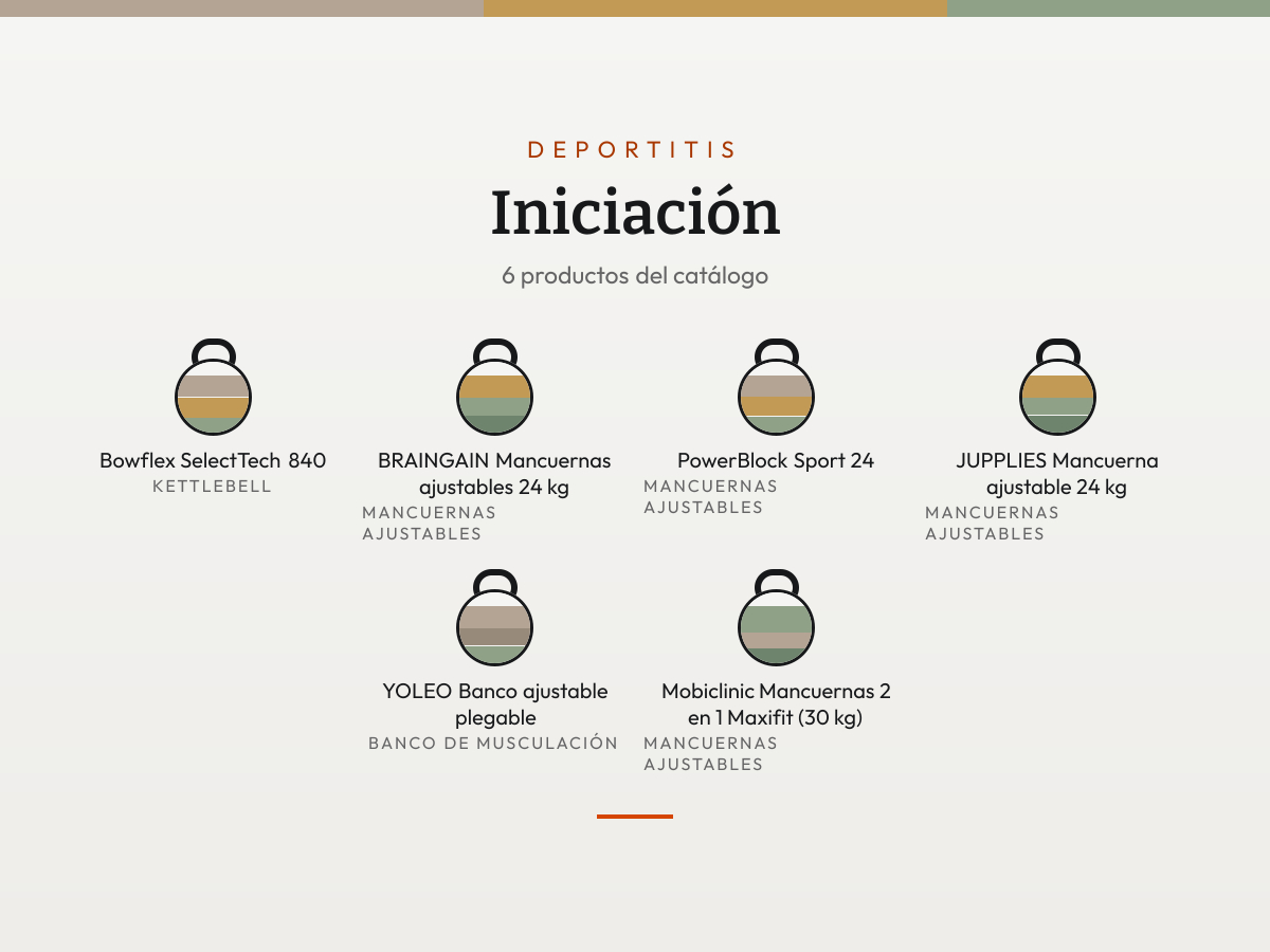 Mosaico de Iniciación: sus productos en fichas de color